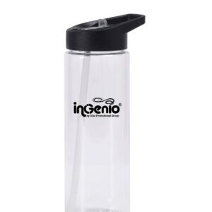 Tomatodo plástico transparente 700ml con tapa negra personalizado con logo - Ingenio Improtex